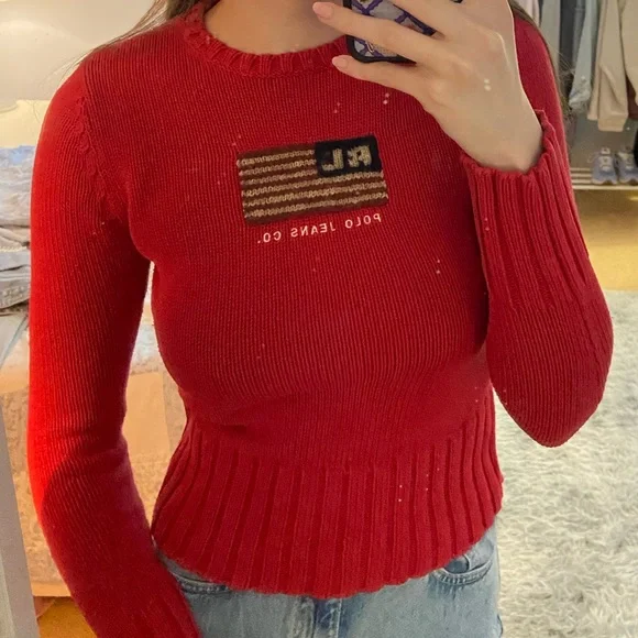❌SOLD❌ Vintage Polo Ralph Lauren American Flag Sweater - Picture 6 of 8